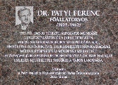 Dr. Patyi Ferenc emléktábla